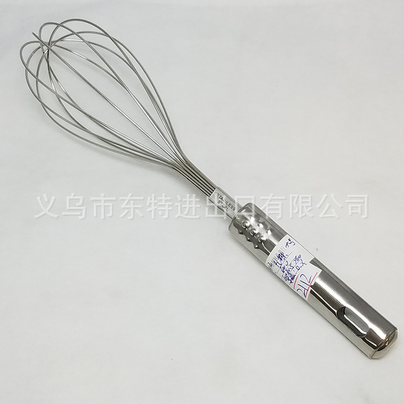 Factory direct sales of stainless steel nine-bead egg beater, steel-handled household baking supplies, manual egg beater detail image 4
