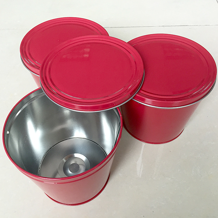 厂家专业生产   马口铁桶 红色金属大铁桶 出口级圆形铁桶