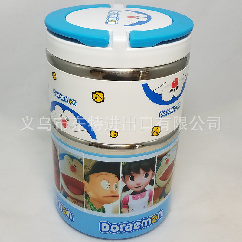 Stainless steel round lunch box in cartoon shape, children's Frozen Big white robot cat food box, student picnic lunch box detail image 8