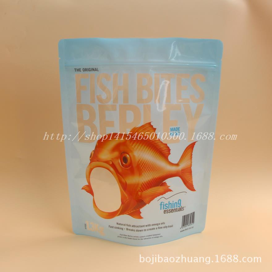 印刷 开窗复合自立自封鱼饵袋 鱼线窝料塑料袋 鱼具镀铝箔包装袋