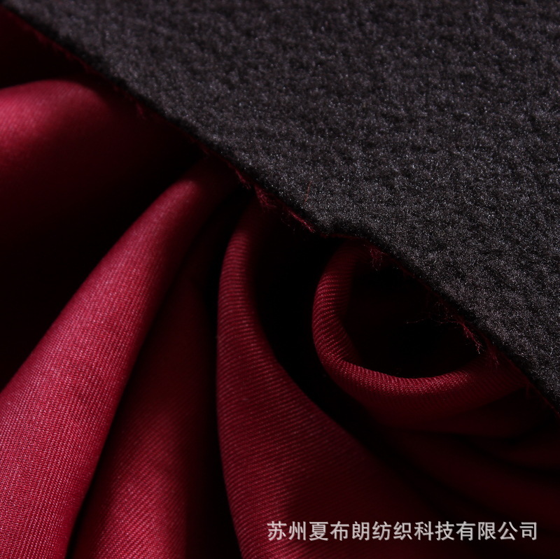 供应 320T斜纹春亚纺复合中透明摇粒绒三合一 防寒服装涤纶面料