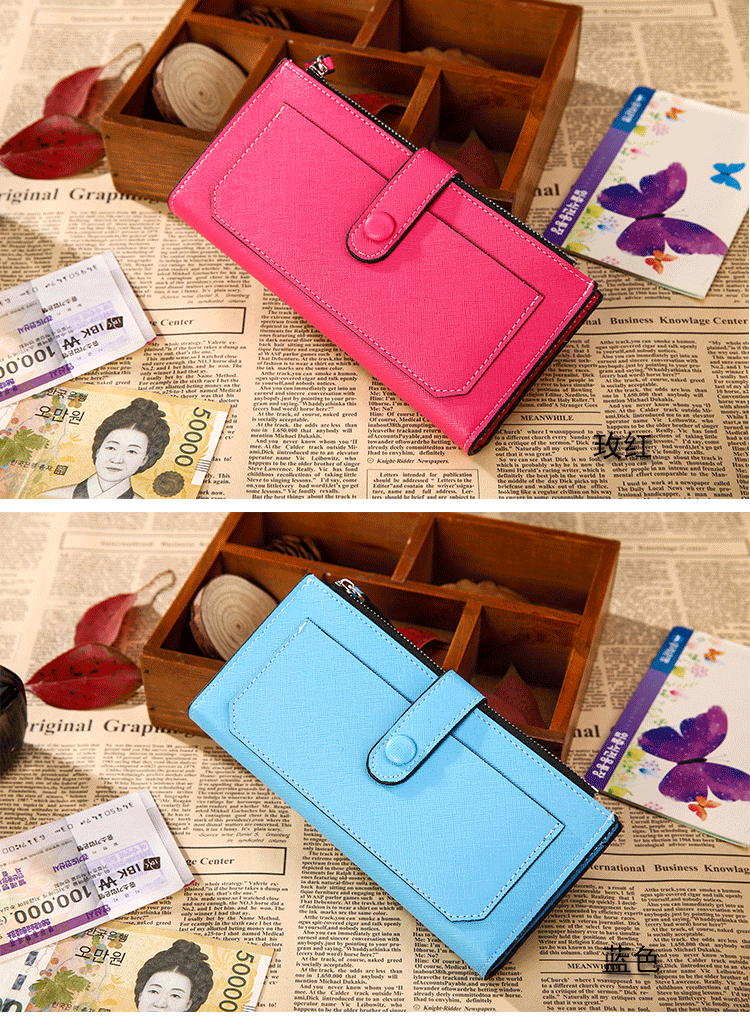 Korean Creative New Zipper Buckle Clutch Bag Long Multi-functional Pu Leather Wallet Wholesale Nihaojewelry display picture 4