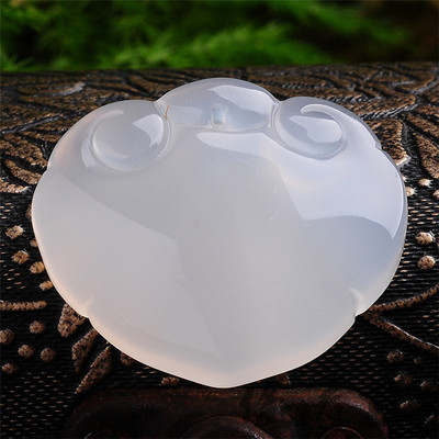 natural Ice Chalcedony Ruyi Pendant lady baby To fake something antique Yu lock Pendant Good luck Jade Jade Pendant