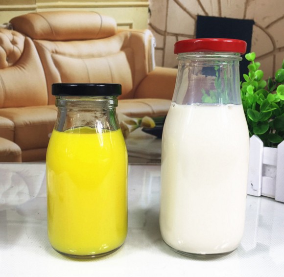 300ml铁盖密封酸奶瓶玻璃饮料瓶果汁瓶布丁瓶奶茶咖啡瓶带盖