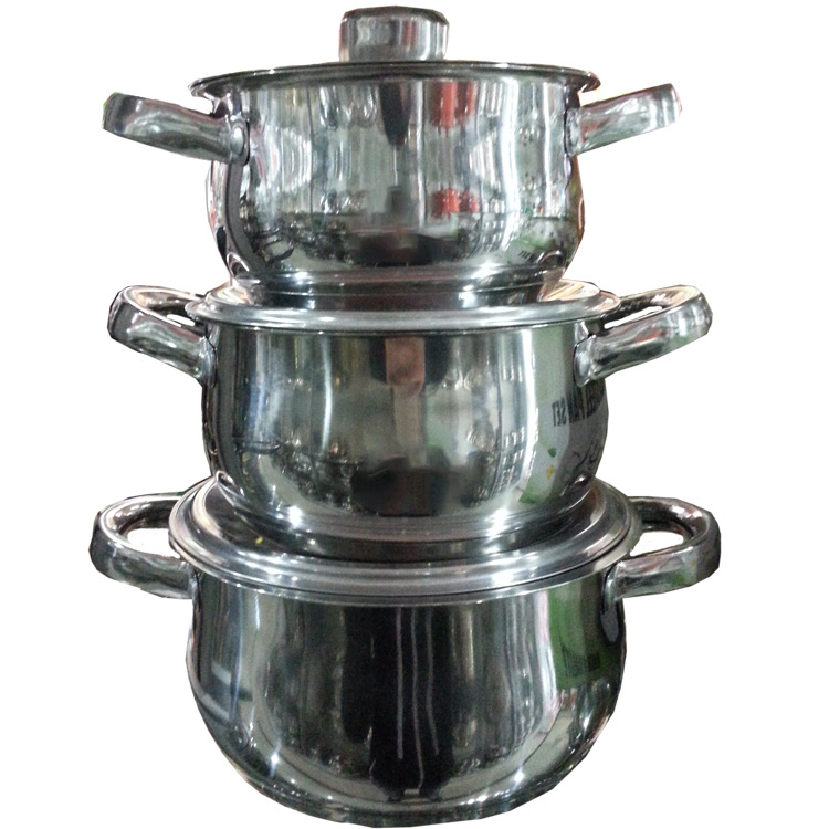 Factory direct sales of stainless steel double-bottom double-ear six-piece set strawberry soup pot, home stewing pot, all-steel lid gift pot set detail image 10