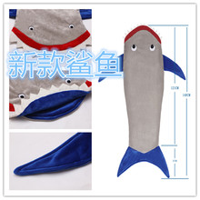 亚马逊儿童睡袋鲨鱼睡袋成人儿童睡毯法兰绒宝宝睡袋夏睡袋冬恒温