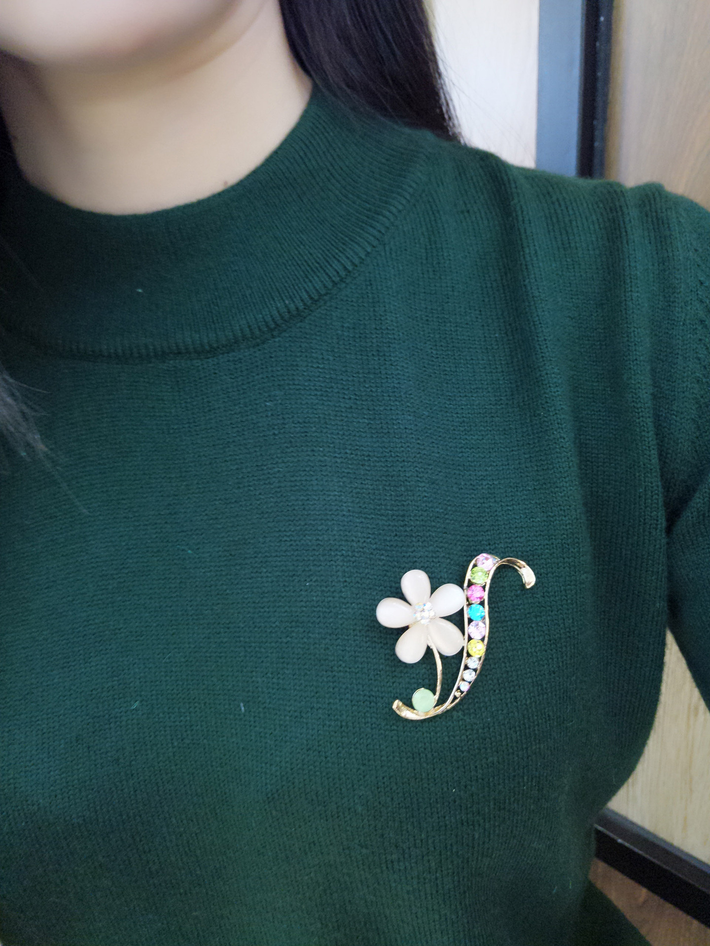 Neue Koreanische stil mode einfache katzenauge stein brosche wasser diamant corsage modische frauen pin_voghion.com