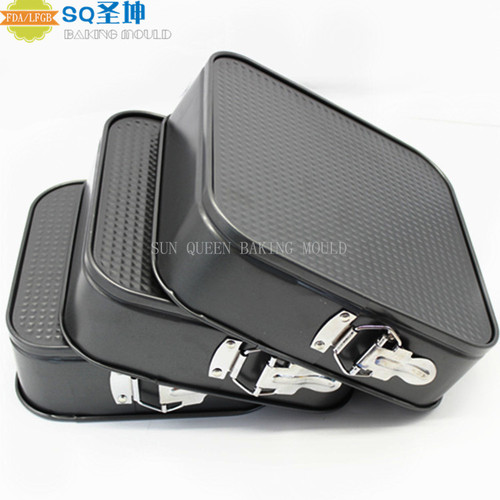 High-quality three-piece set of square non-stick cake molds with live buckles, square cake molds, carbon steel honeycomb live-bottom square baking pans