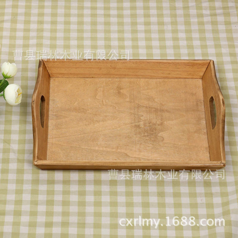 木制实木茶盘批发家用方形竹木托盘日式茶托盘子可定 制logo
