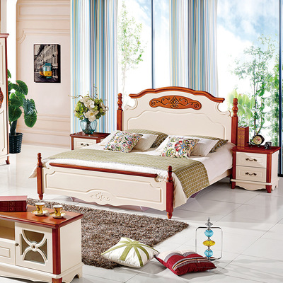 厂家直销 地中海床床双人床1.8米实木床田园床美式乡村床婚床3603