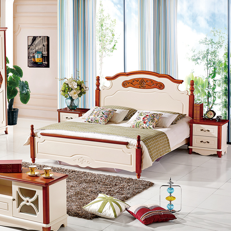 厂家直销 地中海床床双人床1.8米实木床田园床美式乡村床婚床3603