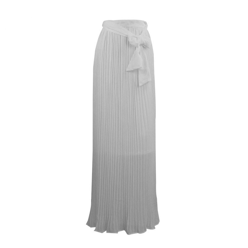 solid color crumpled slim slit long skirt NSYHC126349