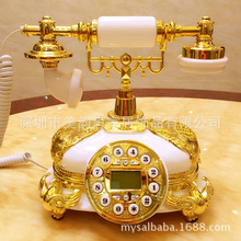 欧式时尚创意电话机 金白色仿古电话机 老式复古家用办公电话座机