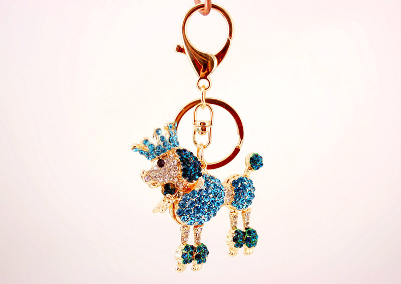 50g Weight Alloy, Metal Material Animal Pattern Unisex Gender Pink, Red, Blue, Gold Color Cute Crown Poodle Dog Key Chain 15