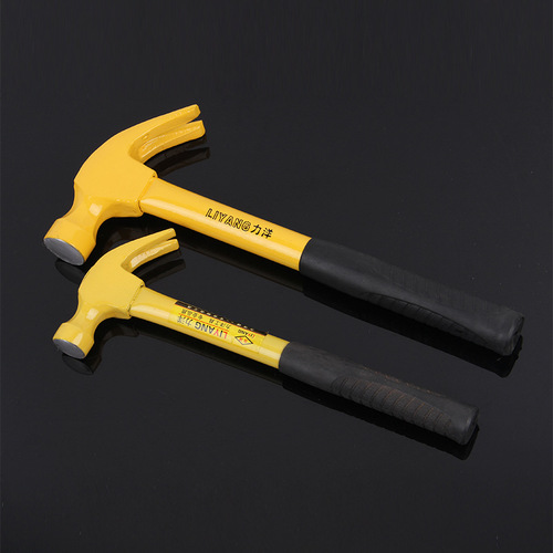 Manufacturer supplies claw hammer 0.25kg 0.5kg 0.75kg nail hammer yellow steel pipe claw hammer