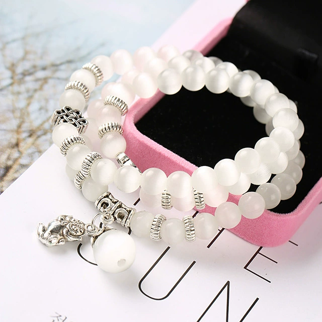 Genuine universal beaded bracelet, one bead bracelet, jewelry charm, accessory, cat's eye