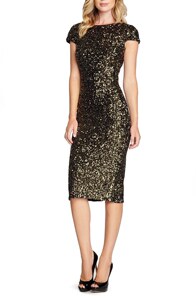 fashion sexy beads deep back V collar fork small cap sleeve dress