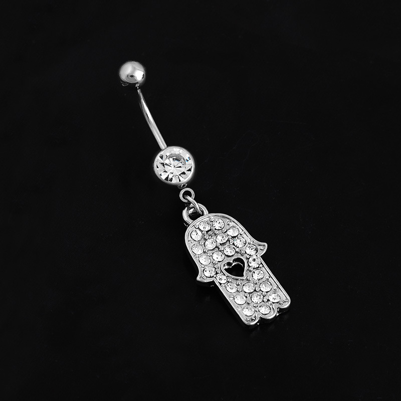 Fashion Palm Shape Diamond Belly Button Ring Belly Button Buckle Wholesale display picture 2