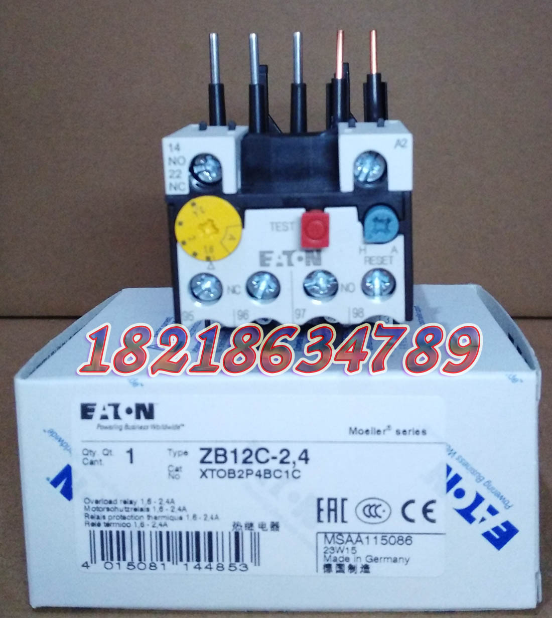 EATON热过载继电器ZB12C-2.4正品现货