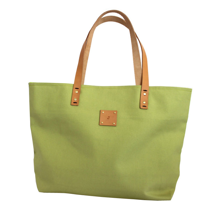 皮革手提环保帆布袋 女士单肩全棉手提包 购物袋