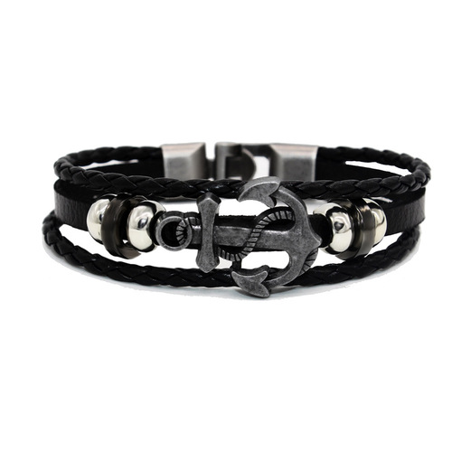 Anchor Branch Factory Direct Sales Cowhide Anchor Bracelet European and American Punk Retro Hand Jewelry Anchor Bracelet for Men
