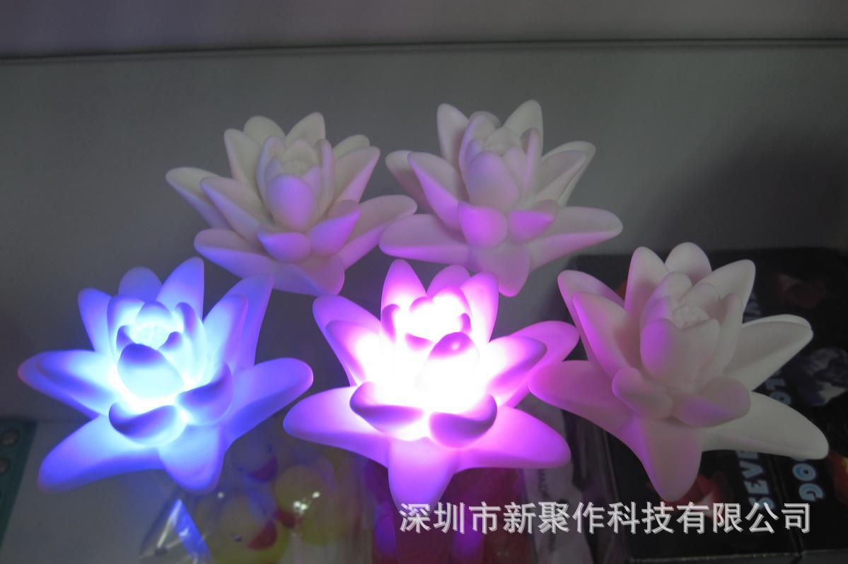 LED感应变色莲花 led闪光荷花 七彩发光玫瑰花 气氛装饰发光莲花-阿里巴巴