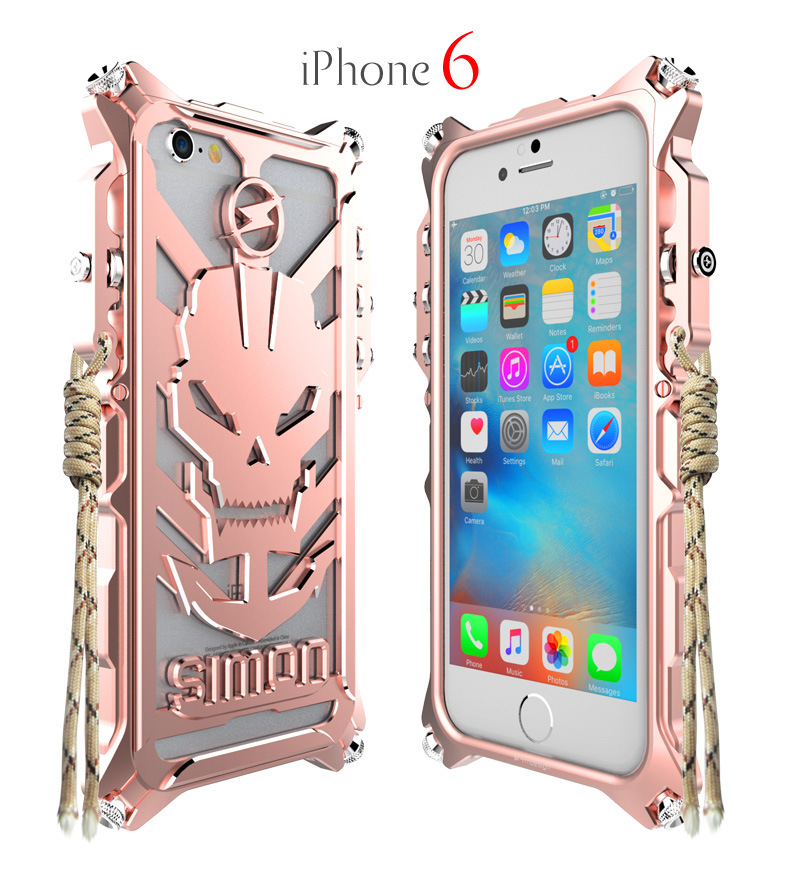 SIMON Mechanical Arm Skull Punk Premium Aluminum Metal Bumper Shockproof Case Cover for Apple iPhone 6S/6 & iPhone 6S Plus