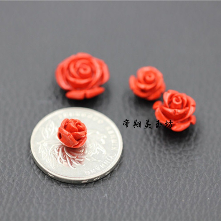 批发采购玉器工艺品-台湾朱砂散珠 玫瑰花隔珠