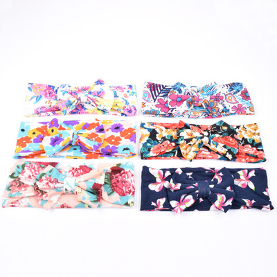 成人印花蝴蝶結發帶棉布頭帶新款歐美波西米亞流行蝴蝶結發飾