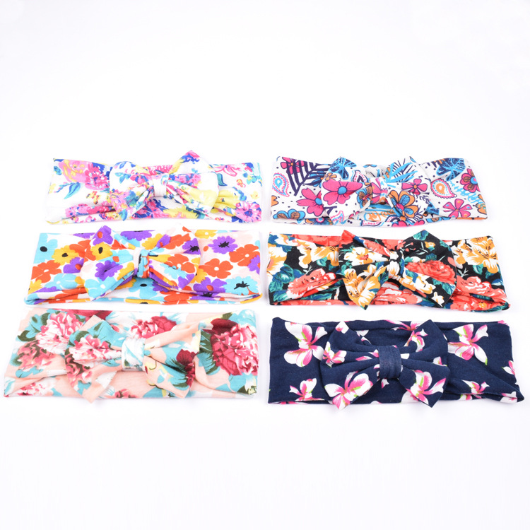 成人印花蝴蝶結發帶棉布頭帶新款歐美波西米亞流行蝴蝶結發飾