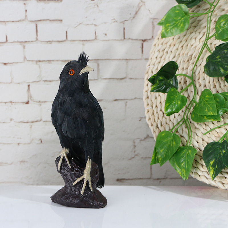 厂家直销 仿真八哥羽毛小鸟动物模型玩具鸟森林系软装用品工艺品