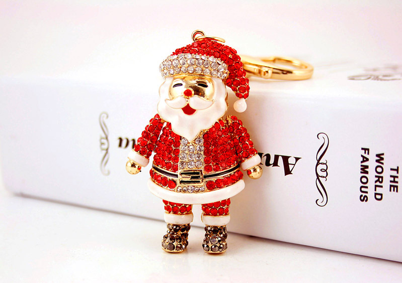 200g Weight Alloy, Metal Material Doll Pattern Unisex Gender Korean Diamond-studded  Christmas Metal Pendant Keychain 1