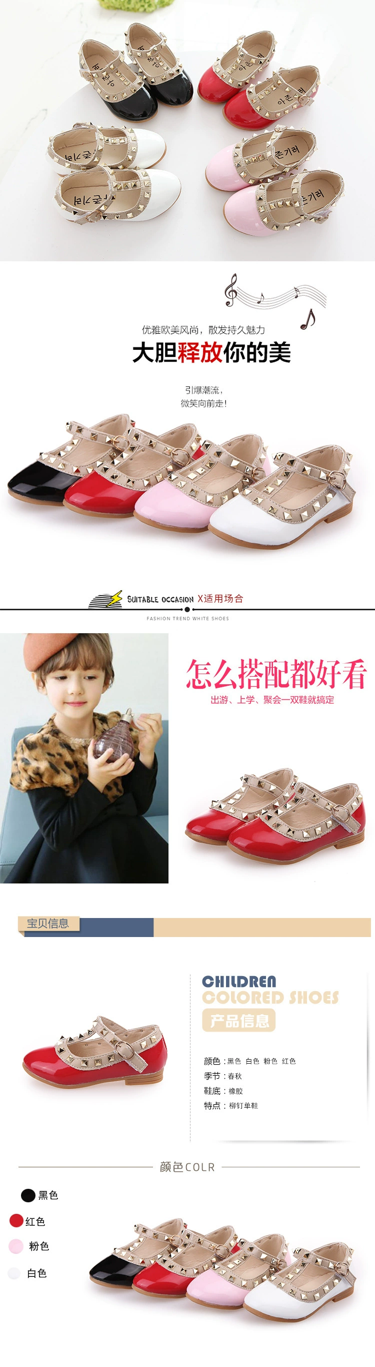All Sizes 21-36 Girls Shoes New 2020Spring Children Shoes Girl Rivets Princess Flat Shoes T-tied Style Girls Summer Sandals Sandal for girl