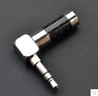 镀铑碳纤维 3.5mm立体声 焊接式耳机插头 三节弯插头 尾孔4MM