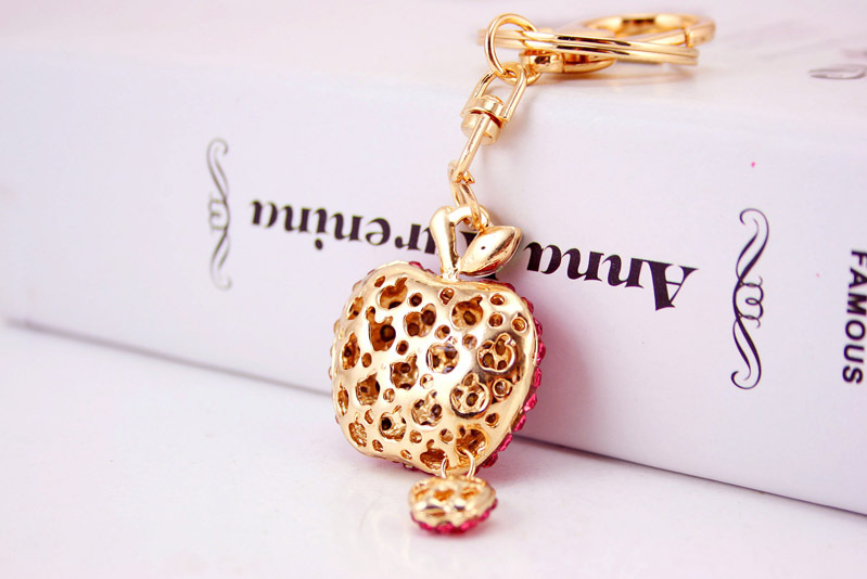 26g Weight Alloy, Metal Material Heart Pattern Unisex Gender White, Pink, Purple, Blue Color Cute Diamond-studded Small  Keychain 16