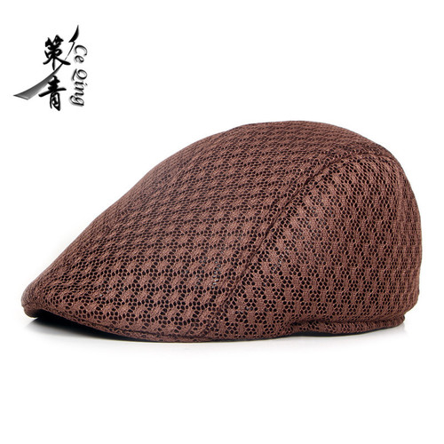 Hat wholesale Korean style men's and women's beret solid color hollow mesh peaked cap forward cap breathable summer sun hat