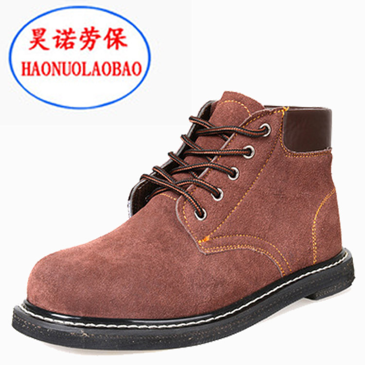 高帮防砸耐铁屑鞋劳保鞋线缝耐高温轮胎底防刺穿钢包头透气劳保鞋