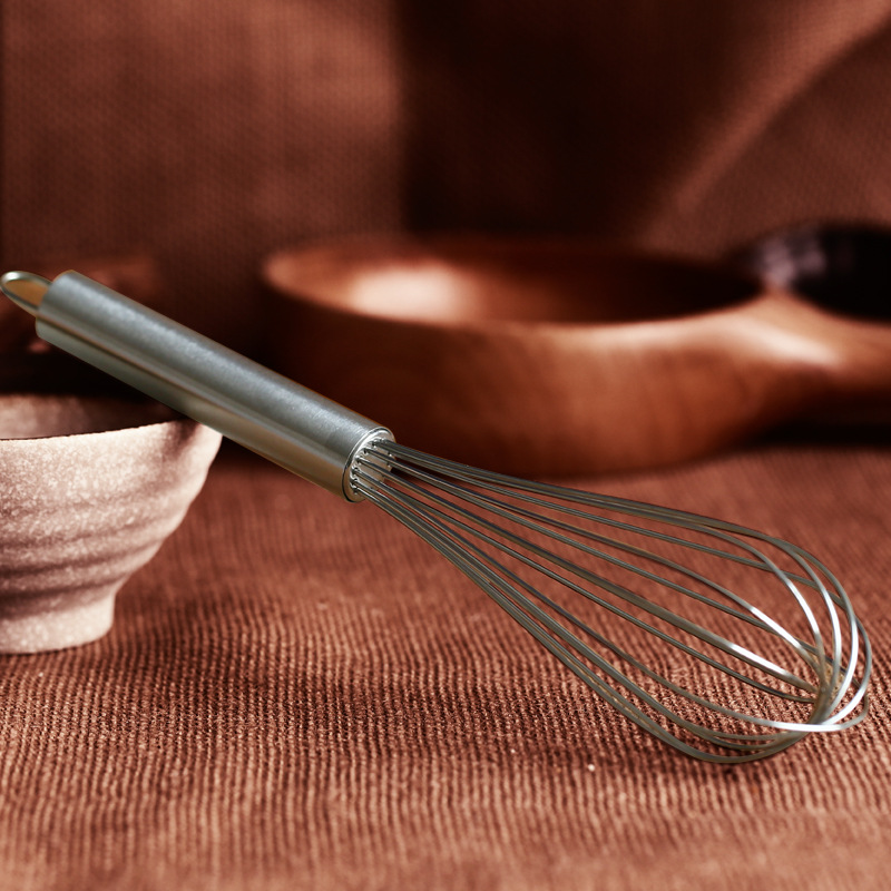 201 de acero inoxidable engrosada batidor de huevos manual herramienta de hornear licuadora de mano de seis hilos de 12 pulgadas