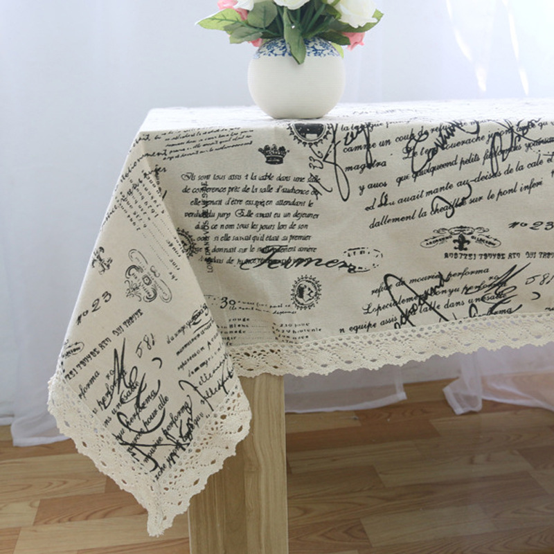 美式鄉村英文字母台布茶幾布餐桌布時尚經典防汙多用巾布藝方桌布