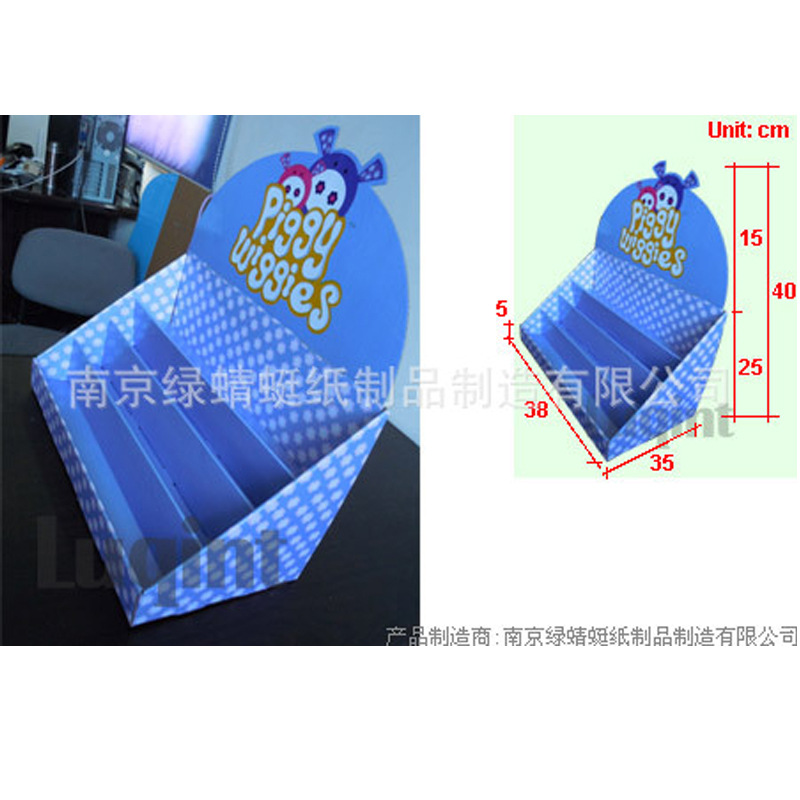 厂家定做瓦楞纸板展示架 超市桌面糖果小台架 柜台式纸货架