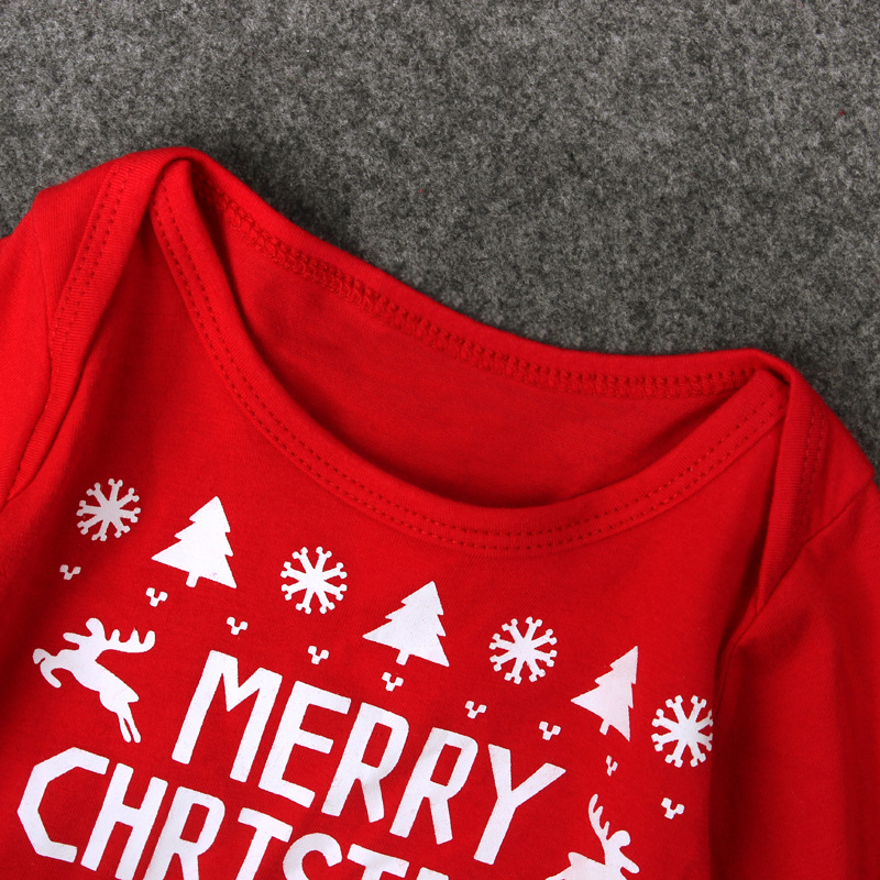 Children's Christmas jumpsuit boys and girls letter short sleeve Christmas suit_voghion.com