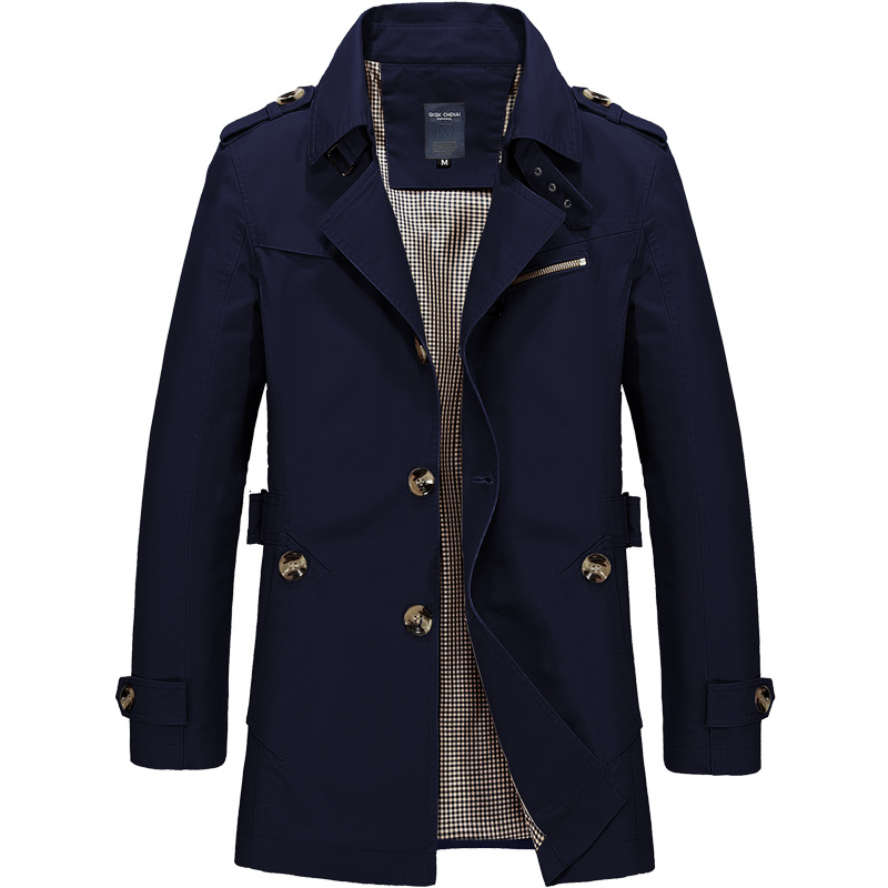 Men's thin outdoor coat cotton trench coat