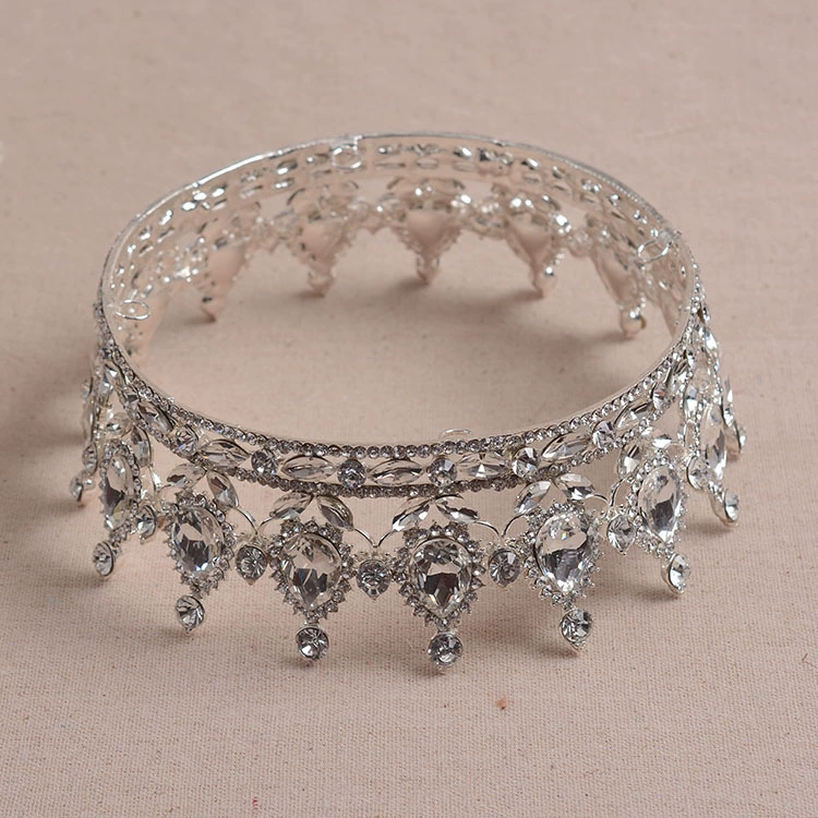 Барокко-ретро сплавная корона с rhinestones, маленькая круглая корона невесты, свадебные безделицы оптовый отдел Yiwu