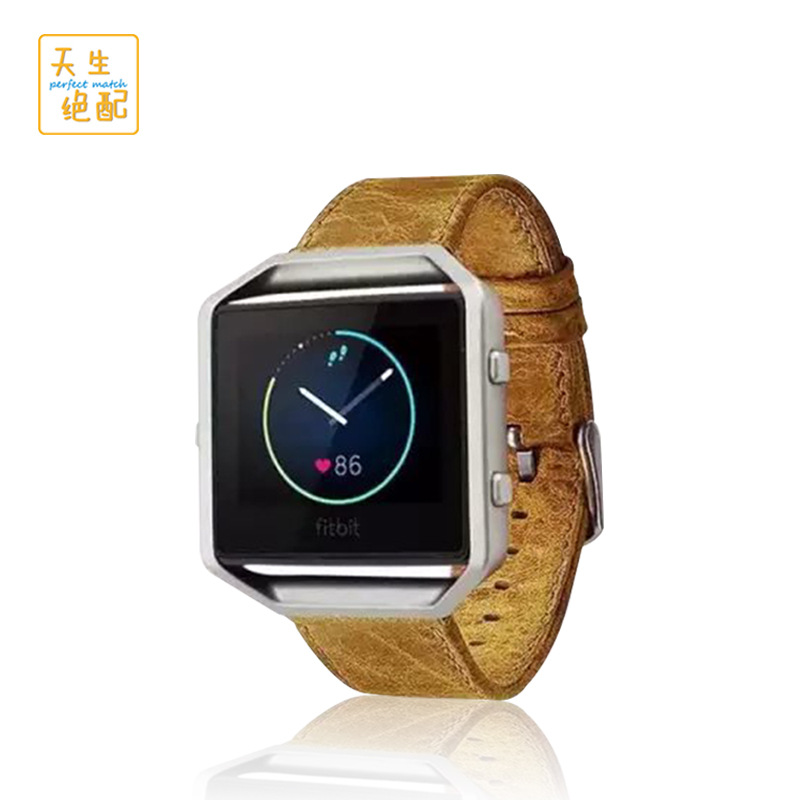 廠家直銷 新款適用于Blaze手表表帶 瘋馬紋複古真皮腕帶手表表帶