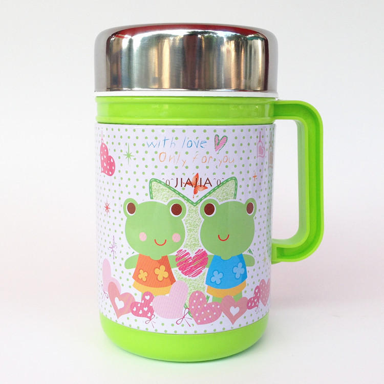 Taza de vacío de cerámica de doble capa de dibujos animados para niños cálidos 450mL Taza DE SALUD magnetizada a prueba de fugas Orden de comercio exterior directo de fábrica