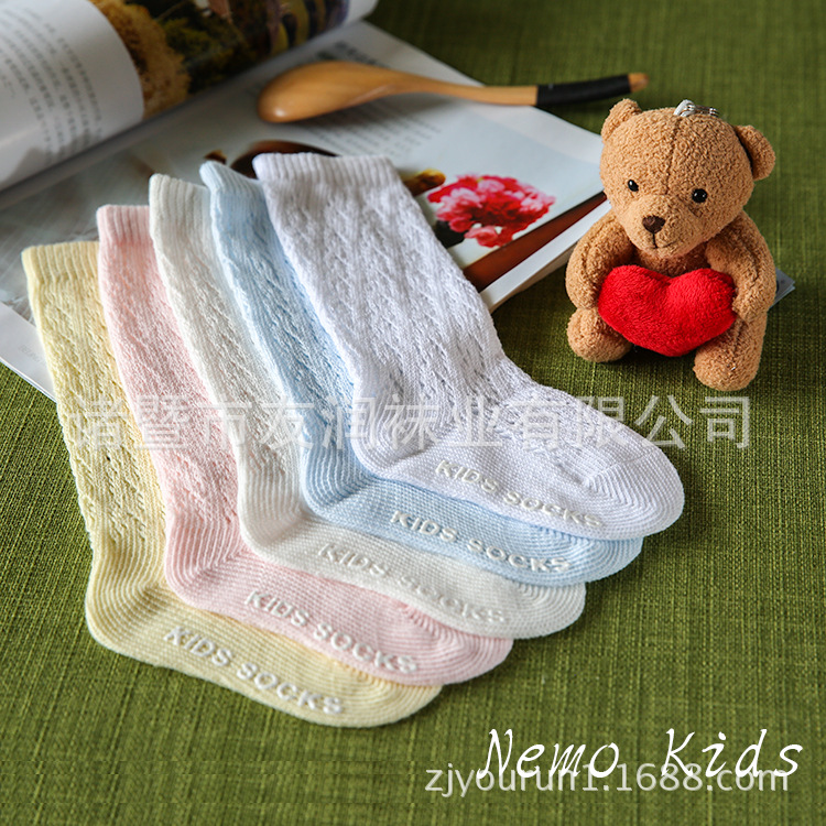 Corea del sur de verano de algodón fino hueco de malla grande boca suelta bebé anillo Calcetines antideslizantes niños infantiles mediados de la pantorrilla calcetines de princesa