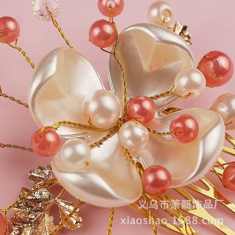 Fuchsia hair accessory from pearl for bride handmade, Korean set, wedding accessories