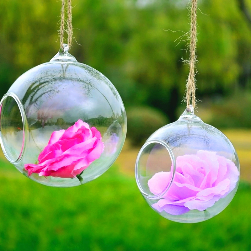 suspension Hanging originality spherical Glass vase artificial Blown transparent decorate Micro Landscape Arts and Crafts Floral organ