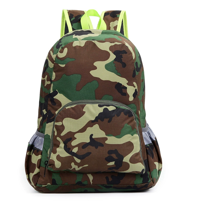 Camouflage quality backpack for traveling, worn on the shoulder
