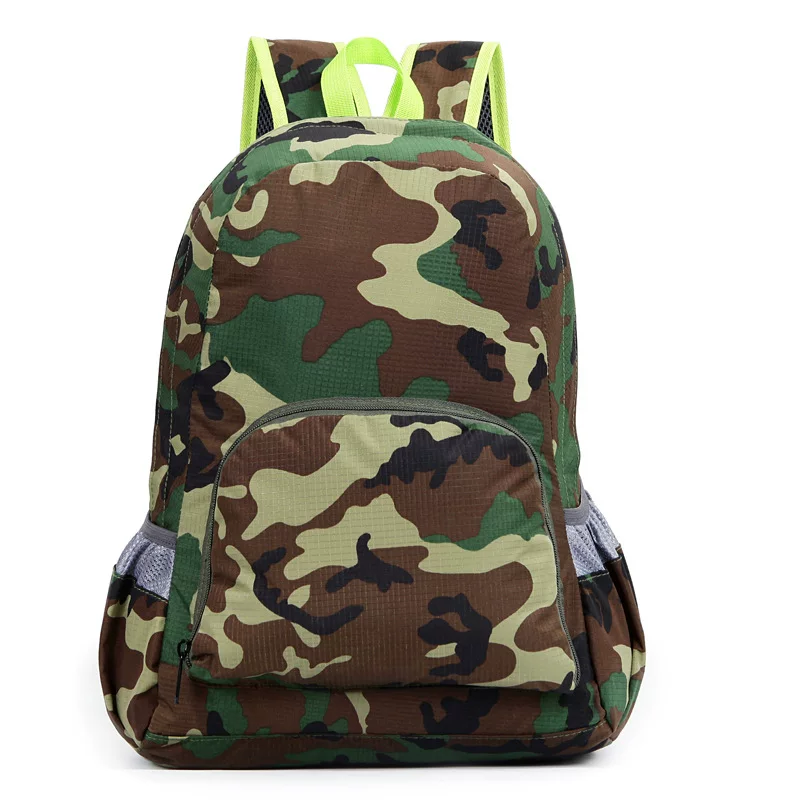 Camouflage quality backpack for traveling, worn on the shoulder